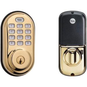 Yale Security Electronic Push Button Deadbolt Fully Motorized with Zwave Technology, Polished Brass(Polished Brass)