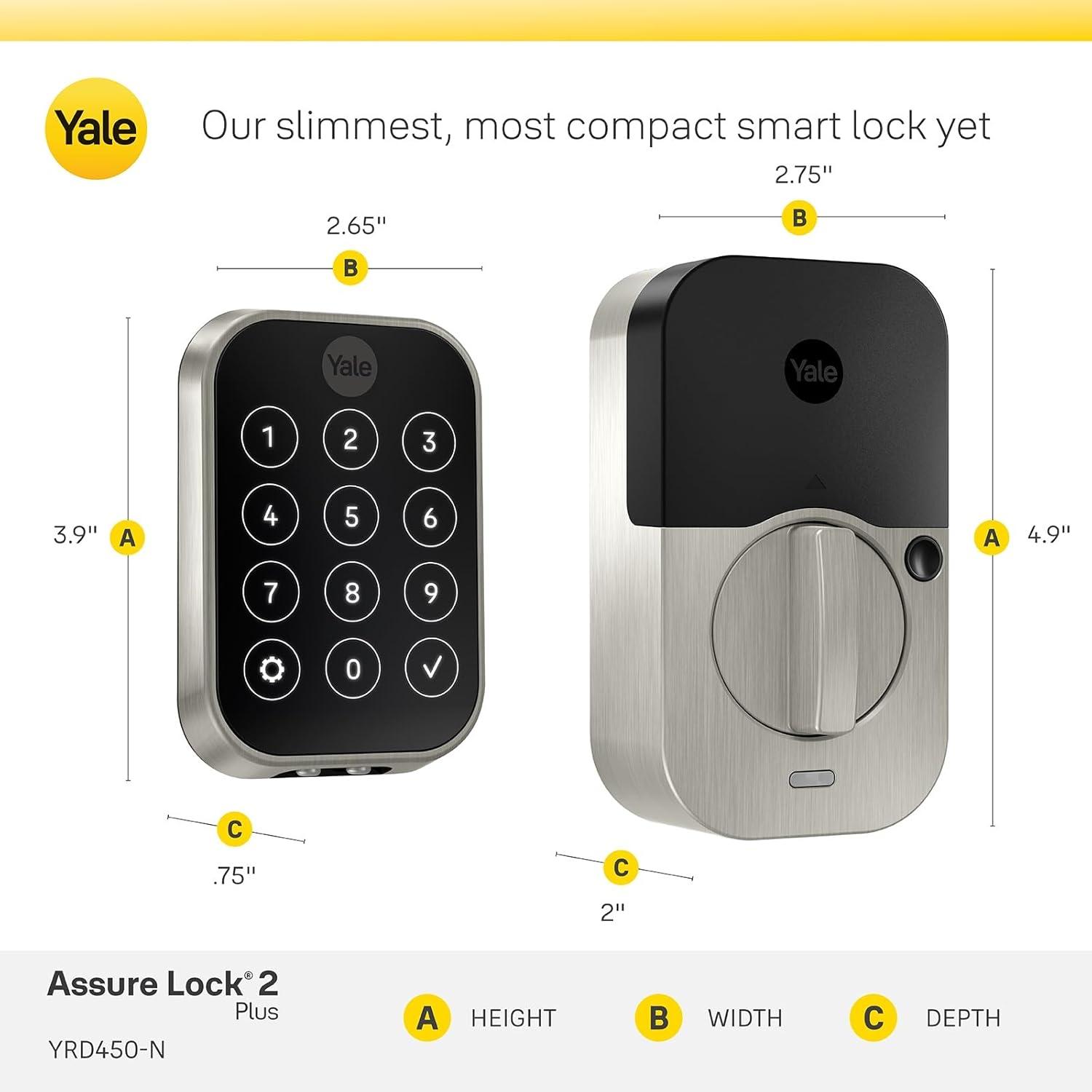 image:imageYale Assure Lock 2 Touch Deadbolt Lifetime Brass KeyFree Smart Lock with WiFi Connected Touchscreen Keypad and Fingerprint Scanner for Code Entry and Remote Access YRD450FWF1P05Lifetime Brass