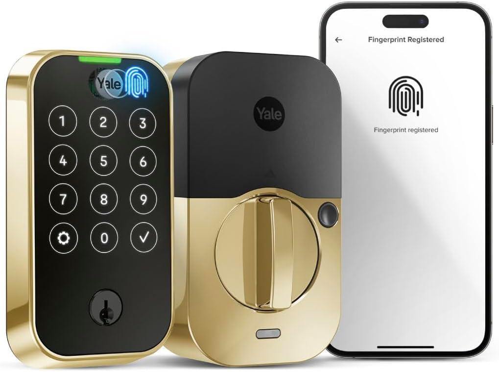 image:imageYale Assure Lock 2 Touch Deadbolt Lifetime Brass KeyFree Smart Lock with WiFi Connected Touchscreen Keypad and Fingerprint Scanner for Code Entry and Remote Access YRD450FWF1P05Lifetime Brass