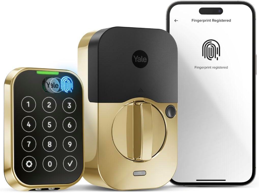 image:imageYale Assure Lock 2 Touch Deadbolt Lifetime Brass KeyFree Smart Lock with WiFi Connected Touchscreen Keypad and Fingerprint Scanner for Code Entry and Remote Access YRD450FWF1P05Lifetime Brass