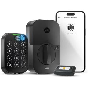 Yale Assure Lock 2 Touch Deadbolt, Lifetime Brass Key-Free Smart Lock with Wi-Fi Connected Touchscreen Keypad and Fingerprint Scanner for Code Entry and Remote Access, YRD450-F-WF1-P05(Black Suede)